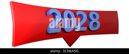 2028 Pfeilzeichen isoliert auf weißem Hintergrund Stockfoto