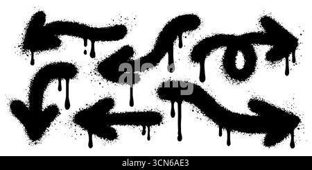 Lackierter Graffiti-Pfeil, isoliert mit weißem Hintergrund gesprüht. Vektorabbildung. Stock Vektor