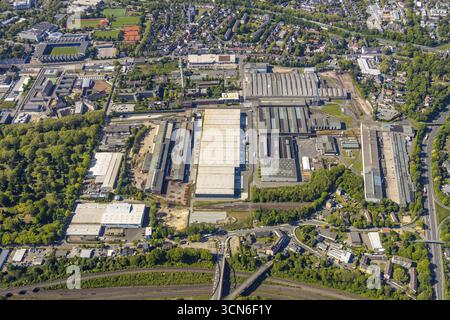 Luftaufnahme, thyssenkrupp Steel Europe AG Werk Bochum, Gefängnis Bochum, Castroper Straße, Grumme, Bochum, Ruhrgebiet, Nordrhein-Westfalen, Deutschland Stockfoto