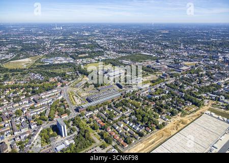 Aus der Vogelperspektive, Stadtzentrum West, Westpark, Jahrhunderthalle, Gahlensche Straße, Alleestraße, Kruppwerke, Bochum, Ruhrgebiet, Nordrhein-Westfalen, Ge Stockfoto