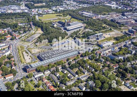 Aus der Vogelperspektive, Stadtzentrum West, Westpark, Jahrhunderthalle, Gahlensche Straße, Alleestraße, Kruppwerke, Bochum, Ruhrgebiet, Nordrhein-Westfalen, Ge Stockfoto