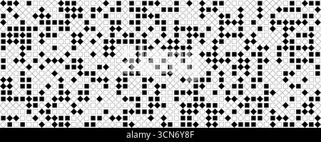 Schwarz-weiße Quadrate, Diamanten verschieben nahtlose Gitterstruktur. Geometrischer Mosaikhintergrund, Dekoelement. Verwenden Sie Tapeten, Textilien, Verpackung, Web Stock Vektor