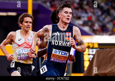 Jakob Ingebrigtsen aus Norwegen trat 5000 am 19. September 2025 in Tokio an der Leichtathletik-Weltmeisterschaft Tokio 2025 des 7. Tages im Japan-Nationalstadion an. (Foto: Marcel ter Bals/MTB-Photo/Alamy Live News) Stockfoto
