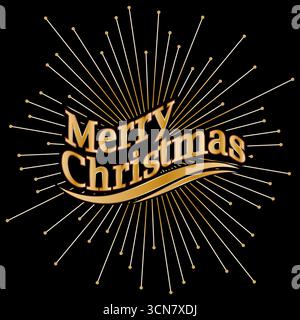 Frohe Weihnachtsgrüße. Goldene Illustration für Glückwünsche, Einladungen und kreative Umsetzung der Urlaubsidee Stock Vektor