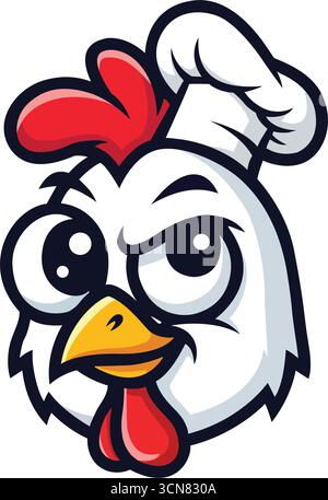 Verspieltes Cartoon Hahn Chef Maskottchen, Restaurant Branding Design Stock Vektor