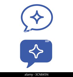 Blaue Chat-Blase mit Sparkle-Symbol für AI-Gespräche Stock Vektor
