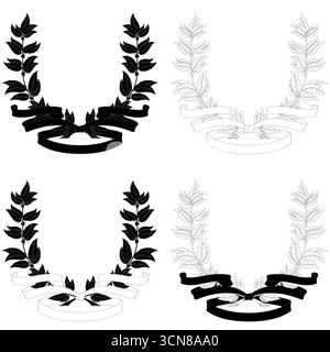 Pflanzenanordnung gebunden mit Band, heraldische Pflanzen Stock Vektor