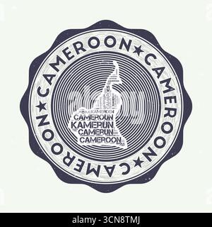 Kameruner Siegel. Country Round-Logo mit der Form Kameruns und dem Ländernamen in mehreren Sprachen Word Cloud. Tolles Emblem. Stock Vektor