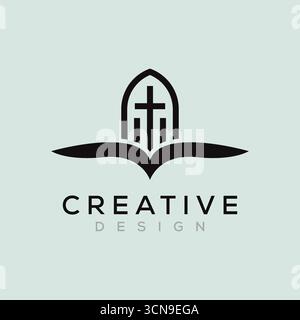 Minimalistisches Kirchenlogo und christliches Logo Vektorvorlage. Stock Vektor