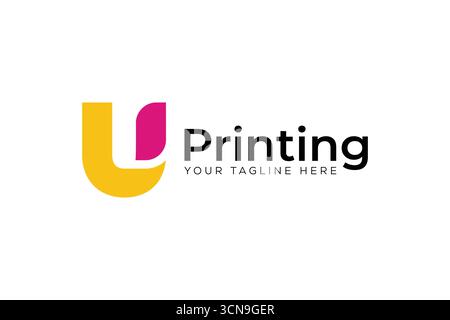 Drucken des U-Logo-Vorlagendesigns Illustration Vektor Stock Vektor