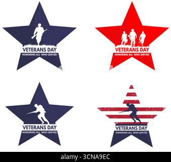 Veterans Day Sterne gesetzt, Vektor-Illustration. Zu Ehren aller, die gedient haben. Stock Vektor