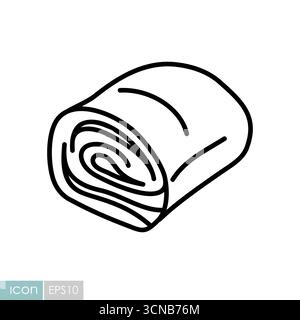 Eine einfache schwarz-weiße Linie Vektor-Ikone eines gerollten Stücks Pancetta oder gerollten Schweinebauch. Stock Vektor