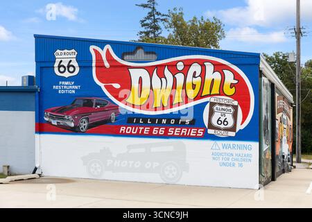 Dwight ist eine kleine Stadt in Livingston und Grundy County an der historischen Route 66. Stockfoto