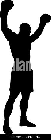 Boxer in einer kämpferischen Haltung Silhouette, Vektor-Illustration. Stock Vektor
