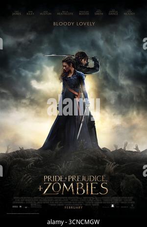 Pride and Previdence and Zombies (2016) von Burr Steers mit Lily James, Sam Riley und Jack Huston. Eine witzige Neuinterpretation von Jane Austens klassischem Roman mit Horror-Twist, mit Romantik aus der Regency-Ära und einer Zombie-Apokalypse. Foto eines Original-Posters aus dem Jahr 2016 (USA), das NUR FÜR REDAKTIONELLE ZWECKE VERWENDET WIRD. Kredit: BFA / Screen Gems Stockfoto
