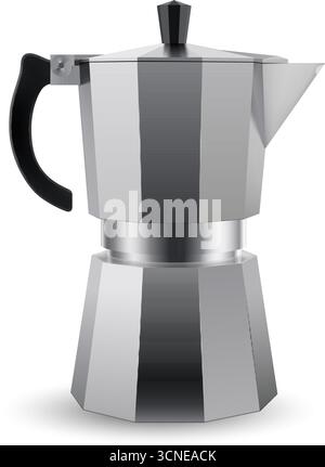 Kaffeeperkolator aus Metall für die Zubereitung von italienischem Espresso. Perfekt für die schnelle und einfache Zubereitung von leckerem Kaffee zu Hause Stock Vektor
