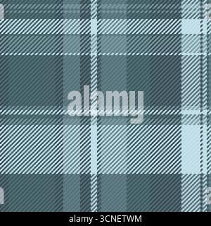 Reichhaltiges Vektor-Textilmuster, nahtlose Landschaftsprofil-Struktur. Berühmter Stoff mit Schottenkaromuster im Hintergrund in Cyan- und Pastellfarben. Stock Vektor