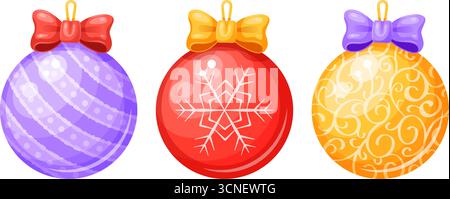 Zwei festliche Weihnachtsspielzeuge im Cartoon-Stil, perfekt für Weihnachtsmotive oder dekorative Elemente. Stock Vektor