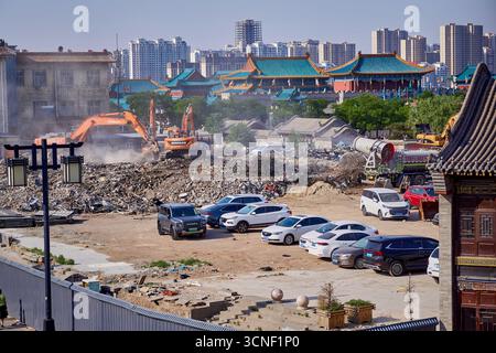 Wiederaufbau der antiken Stadt Datong: Eine Baustelle für weitere Renovierungsarbeiten im alten Stadtzentrum Stockfoto