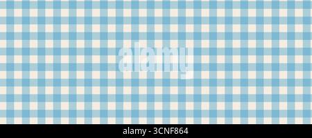 Hellblaues, nahtloses vichy-Gingham-Muster. Klassische karierte Textur für Picknicktücher, Tischdecken, Modestoffe, Verpackungen oder Textilien für Kinder. Stock Vektor