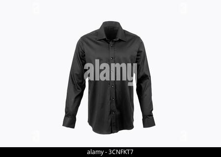 Schwarzes Langarm-Kleid Shirt isoliert auf weißem Hintergrund. Hochwertige Fotos Stockfoto