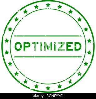 Grunge Green optimierter, wortrunder Gummisiegelstempel auf weißem Hintergrund Stock Vektor