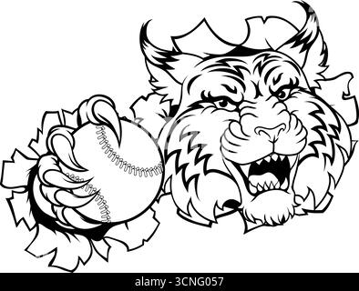 Wildcat Bobcat Baseball Ball Tier Team Maskottchen Stock Vektor