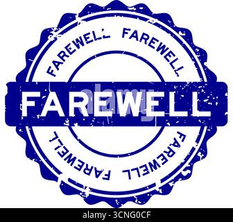 Grunge blaues Abschiedswort runder Siegelstempel auf weißem Hintergrund Stock Vektor