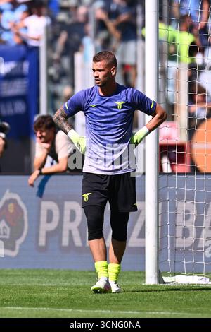 Rom, Italien. September 2025. Ivan Provedel von S.S. Lazio nimmt am 4. Tag der Serie A Meisterschaft zwischen S.S. Lazio und A. S. Roma im Olympiastadion am 21. September 2025 in Rom, Italien Teil. Quelle: Domenico Cippitelli/Alamy Live News Stockfoto