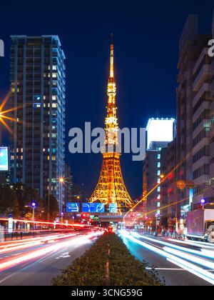 Nachtblick auf Tokio City, die Hauptstadt Japans Stockfoto