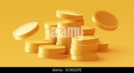 Stapel goldener Dollarmünzen. Ökonomisches Konzept. Vektorabbildung Stock Vektor