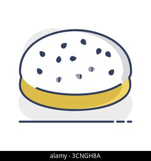 Ein einfaches Symbol eines klassischen Burgerbrötchens mit Sesamsamen. In einem klaren, modernen, flachen Stil. Ideal für Menüs, Food-Apps und Websites. Stock Vektor