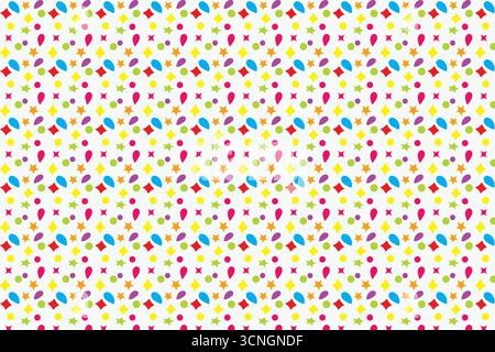 Ein lebendiges, nahtloses Vektormuster mit skurrilen, handgezeichneten abstrakten Formen in hellen Farben. Mit einer verspielten Mischung aus geometrischen und organischen Elementen Stock Vektor