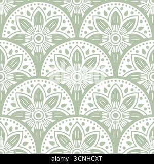 Einfarbiges abstraktes Blumenmuster, gedämpfte Pastellfarben, nahtlose Vektorillustration Stock Vektor