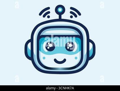 Chatbot Konzept Bot oder Roboter geben Antwort für Benutzer. KI in Wissenschaft und Wirtschaft, Technologie- und Ingenieurverbesserung. Vektorlogo-Bild Stock Vektor