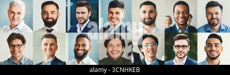 Vielfältige Geschäftsleute in einem modernen Büro mit unterschiedlichen Ausdrucksformen Stockfoto