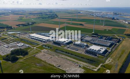 Erweiterung und Neubau von Rechenzentren in der Eemshaven-, Tech gigant-, IT-, Cloud- und Internetinfrastruktur. Stockfoto