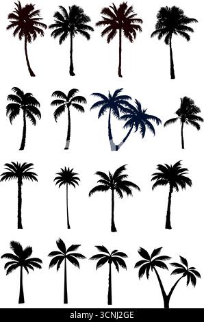 Palmen Silhouette Set - Vektorillustration Stock Vektor