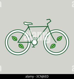 Umweltfreundliches Fahrrad mit grünen Blatträdern Stock Vektor
