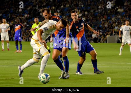 Los Angeles, USA, 27. September 2025. LA Galaxy trifft den FC Cincinnati während des MLS-Spiels im Dignity Health Sports Park. Foto: Camilo Torres/Alamy Stockfoto