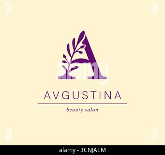 Logo, Großbuchstabe A. Monogramm der botanischen Minimalistik, Initiale. Mit organischen Pflanzenelementen. Vektordesign. Stock Vektor