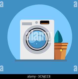 Waschmaschine mit Wäschekorb - Vektor-Illustration Stock Vektor