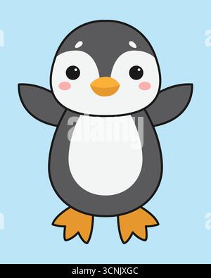 Niedlicher Karikaturpinguin. Isolierter Hintergrund. Vektorabbildung. Stock Vektor