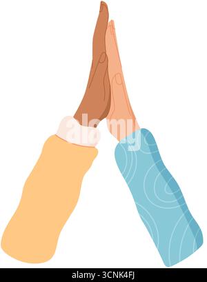 Verschiedene Hände Zusammen Symbol Flat Stock Vektor