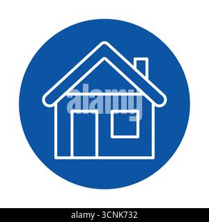 Diese minimalistische Art House-Ikone zeigt ein schlichtes Design auf einem leuchtend blauen Hintergrund und repräsentiert Konzepte von Zuhause, Sicherheit und Gemeinschaft. Stock Vektor