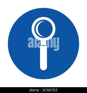 Ein modernes und einfaches Lupensymbol auf blauem kreisförmigem Hintergrund, das Suche und Erkundung symbolisiert. Perfekt für Web- und Grafikdesign ne Stock Vektor