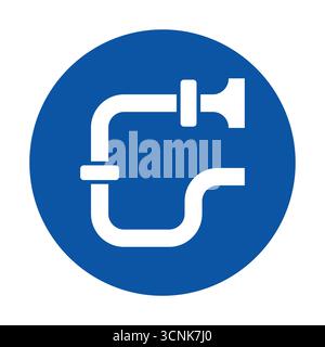 Dieses Bild zeigt ein blaues kreisförmiges Symbol mit einem weißen Rohr- und Wasserhahnsymbol, perfekt für Installations-, Wartungs- und Grafikdesign Stock Vektor