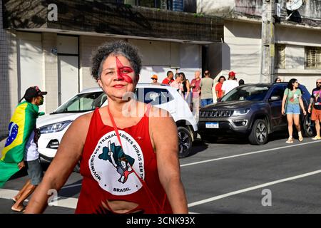 Recife, Brasilien. September 2025. An diesem Sonntag, dem 21., protestierte eine Menschenmenge in Recife gegen den Abschirmungsvorschlag (PEC da Blindagem). Luftaufnahmen. Quelle: João Carlos Mazella/FotoArena/Alamy Live News Stockfoto