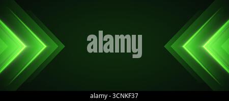 Grün leuchtende Pfeile Hintergrund, dynamisch leuchtende Zeiger Hintergrund, schnelle Bewegung. Stock Vektor