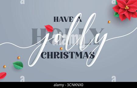 weihnachtsbaum lustige Kalligraphie-Gruß-Clipart-Design. Holly Jolly Weihnachtsgrüßtext und Typografie ClipArt in schlichtem, elegantem Hintergrund Stock Vektor
